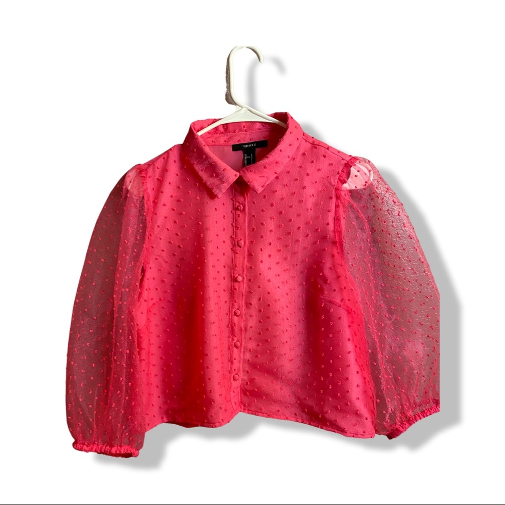 Organza Puff Sleeved Crop Top